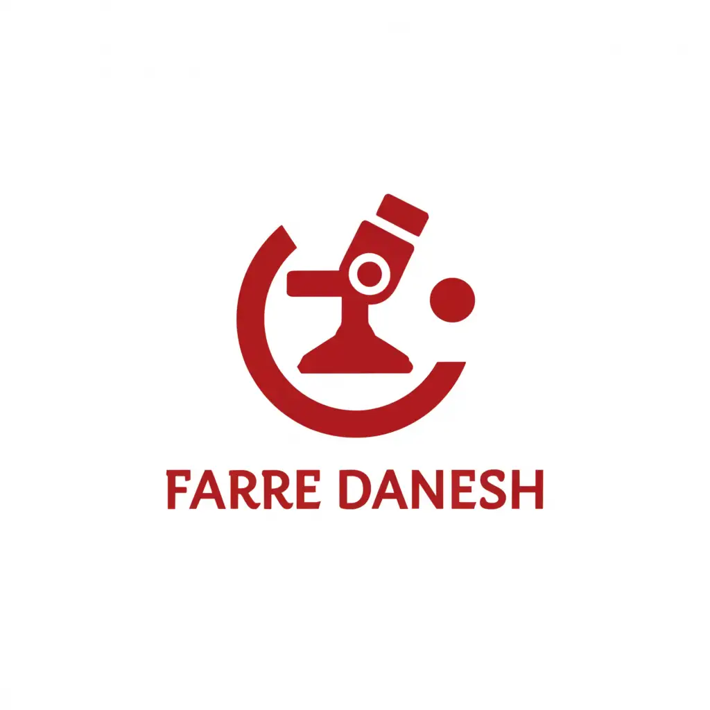 a logo design,with the text "FARRE DANESH", main symbol:MICROSCOPE CIRCLE CARMINE,Minimalistic,be used in Construction industry,clear background