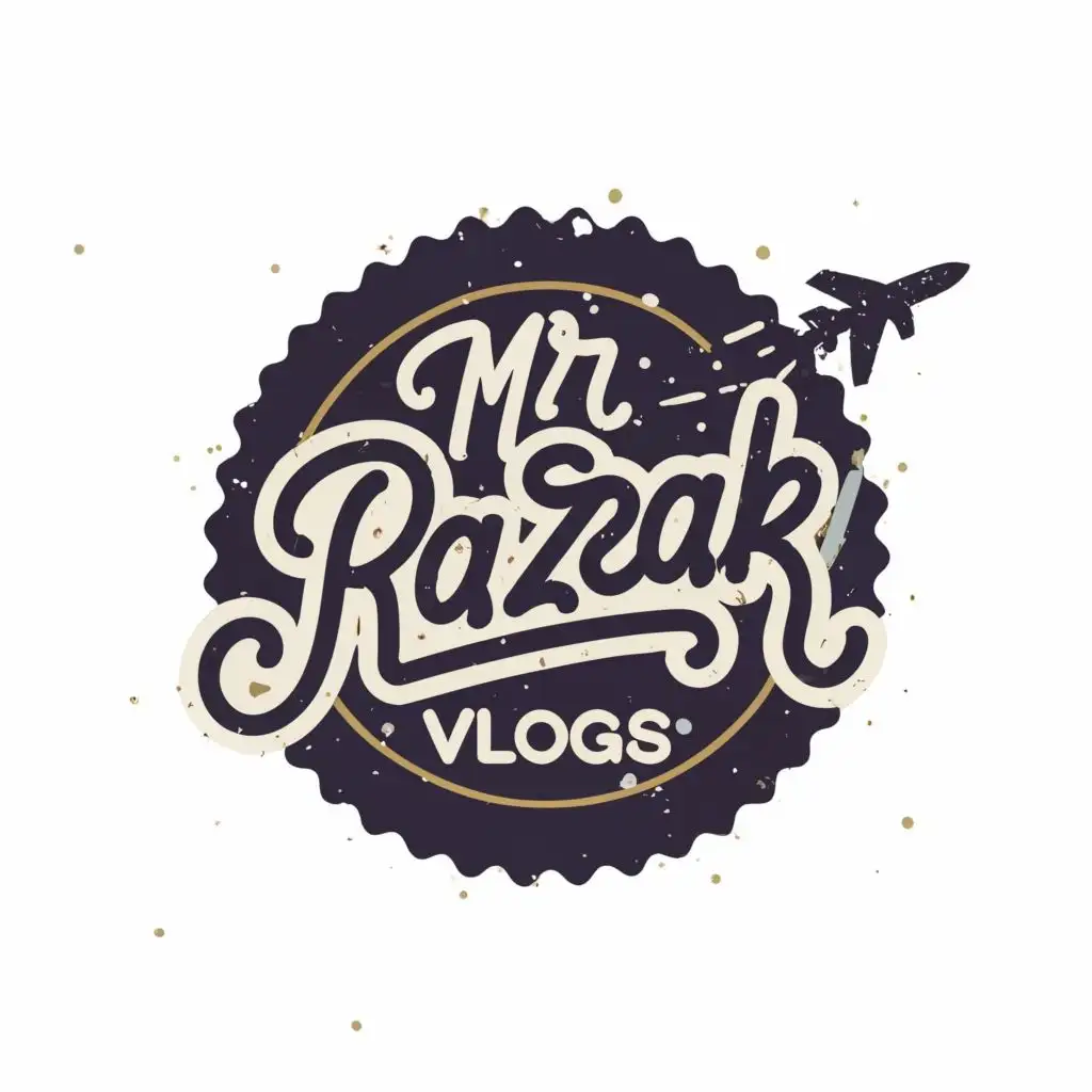 logo, circle, with the text "Mr Razzak Vlogs", typography, be used in Travel industry