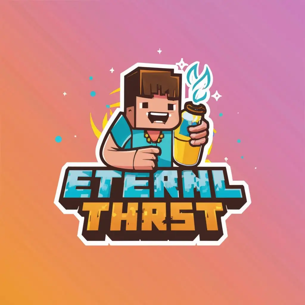 a logo design,with the text "Eternal Thirst", main symbol:minecraft Eternal Thirst,complex,be used in Entertainment industry,clear background