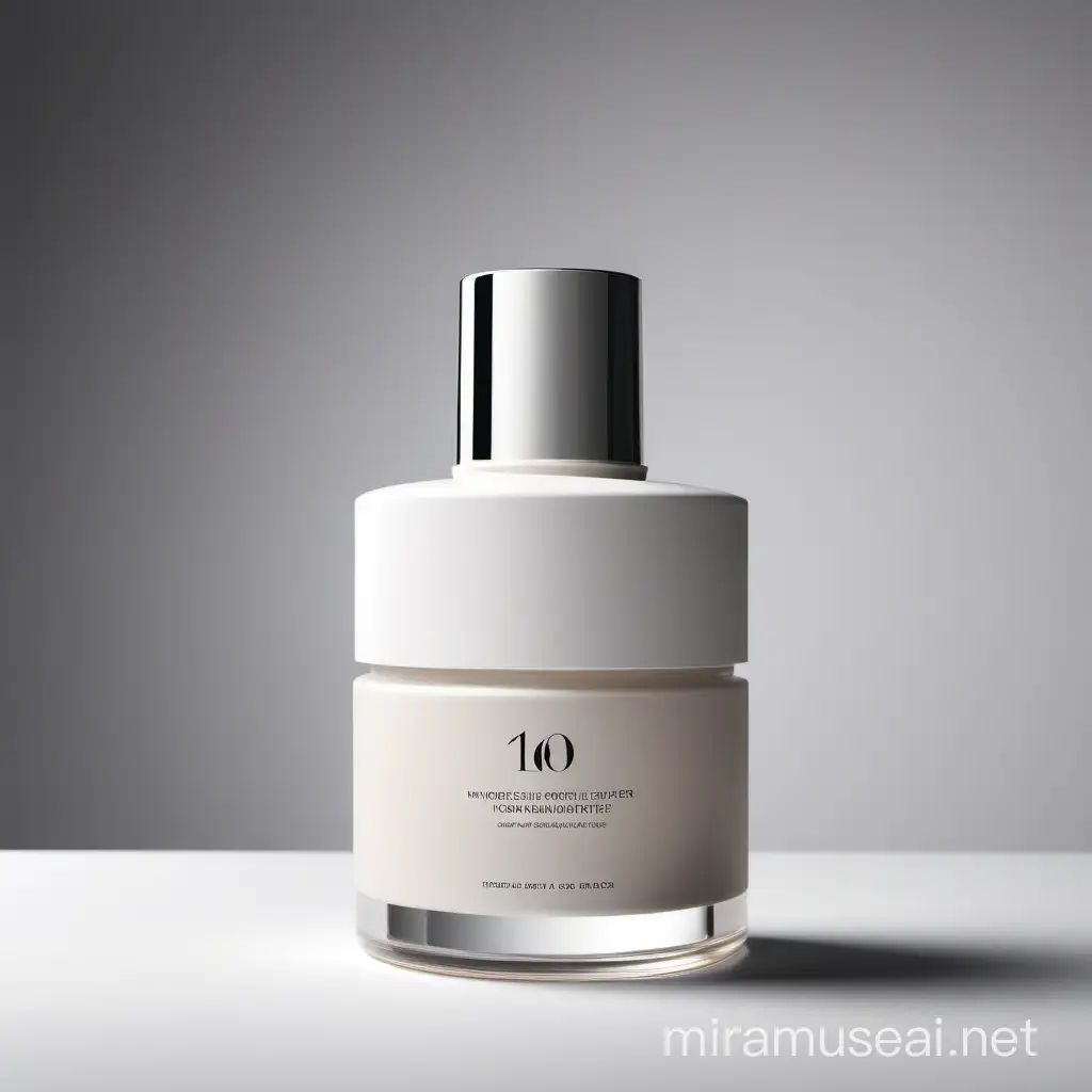 design a 100ml bottle jar product photography of a high end moisturizer, expensive look and feel. minimalistic look, neutral color palette