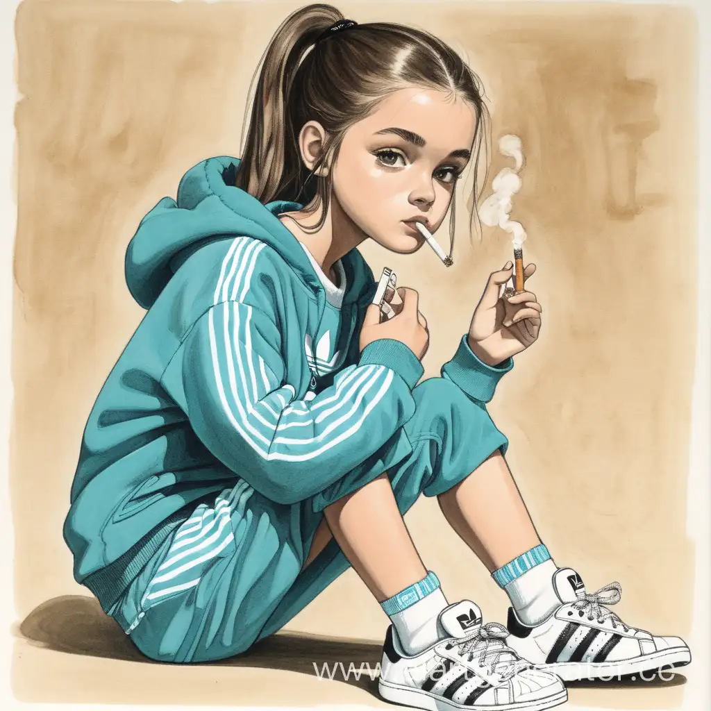 Fifth-Grade-Girl-in-Adidas-Smoking-a-Cigarette