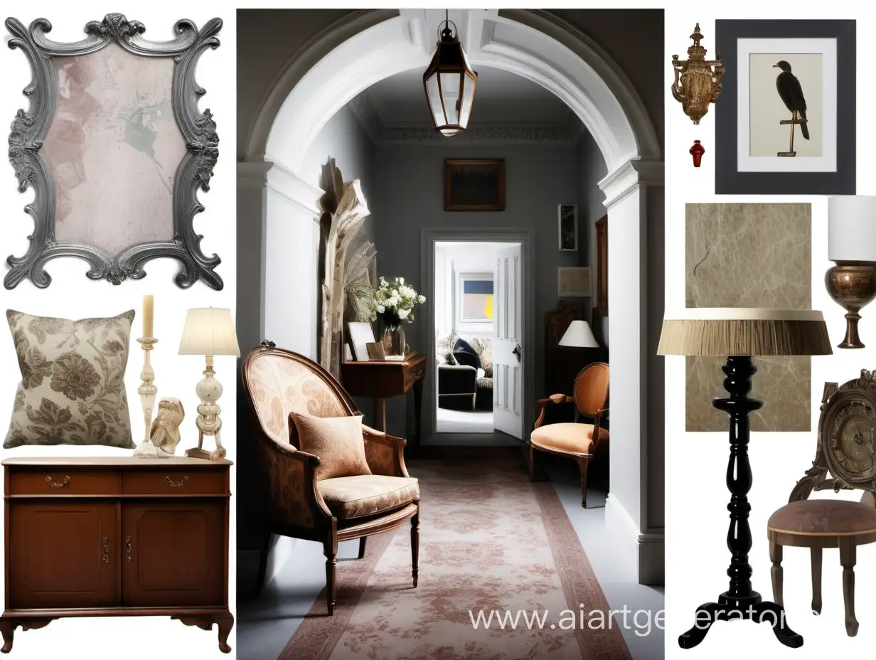 English-Style-Corridor-Furniture-and-Decor-Moodboard-Collage