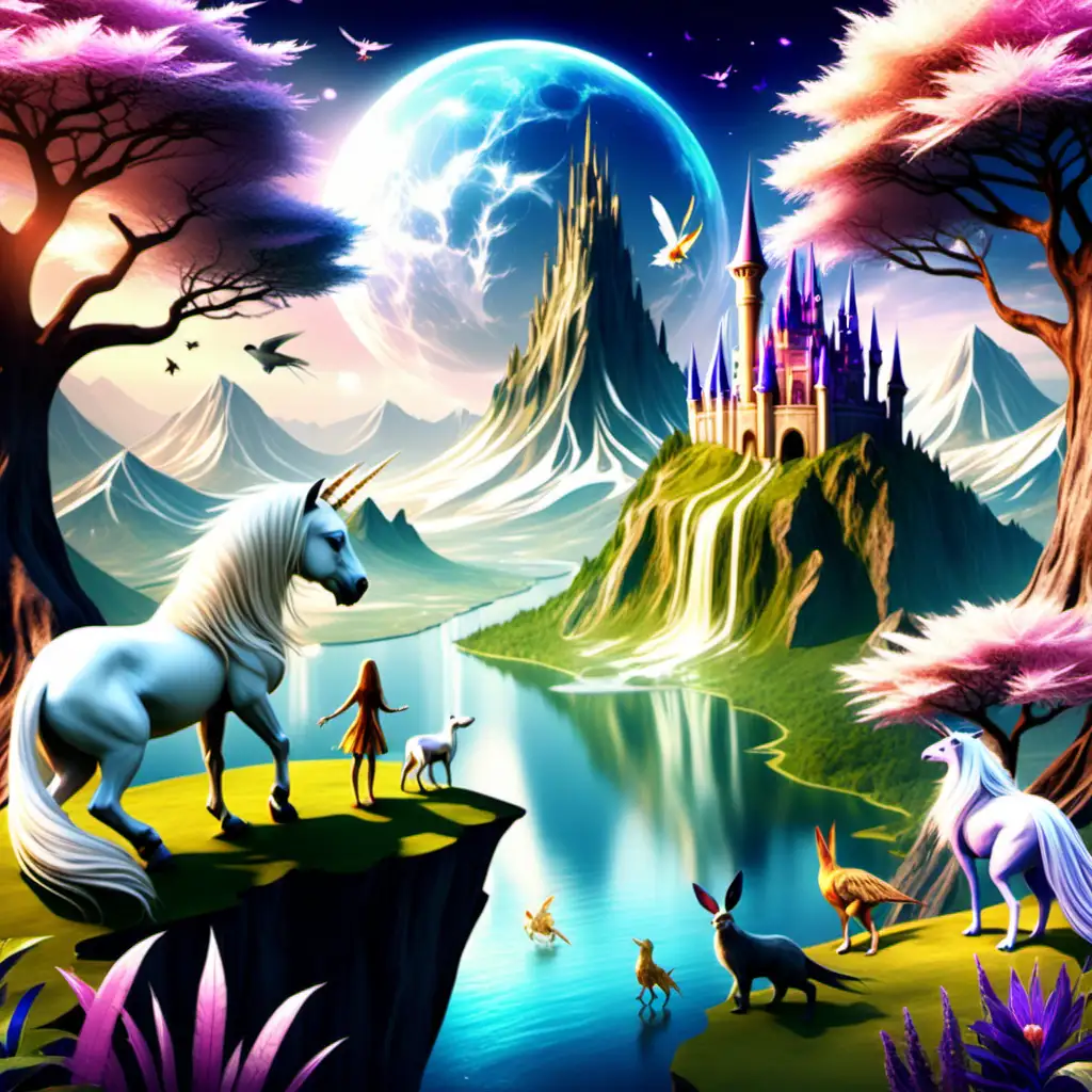 Magical world with magical creatures with beautiful scenery