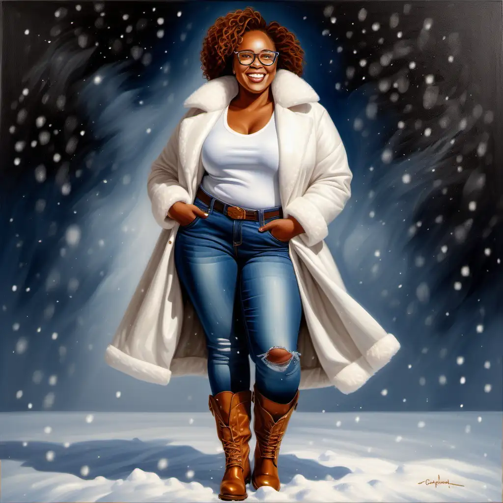 Confident Caramel African Woman in Winter Fashion Portrait