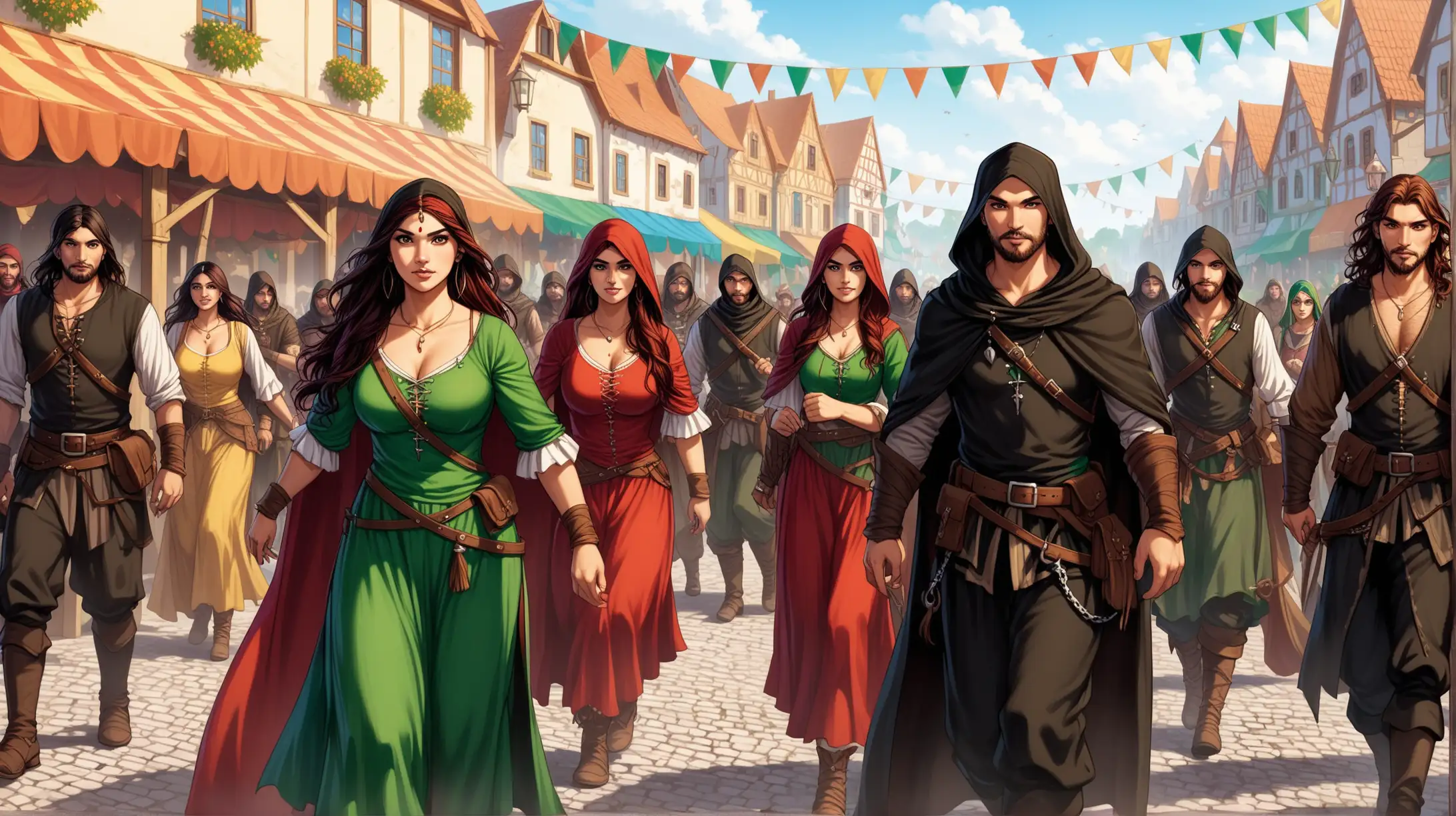 Medieval Fantasy Crew at the Town Carnival Gypsy Romani Irish Thieves Seers and Warlocks