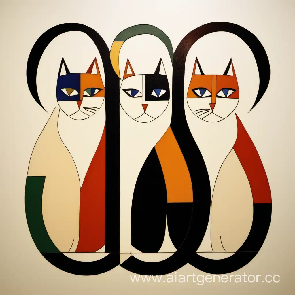Three Cats modern Style suprematism konstruktivism