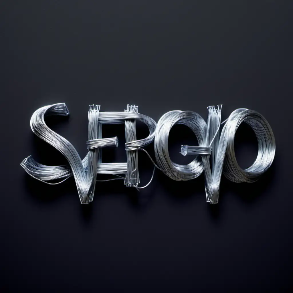 Sergio Wire Art Metallic Silver Creation on Dark Gray Background
