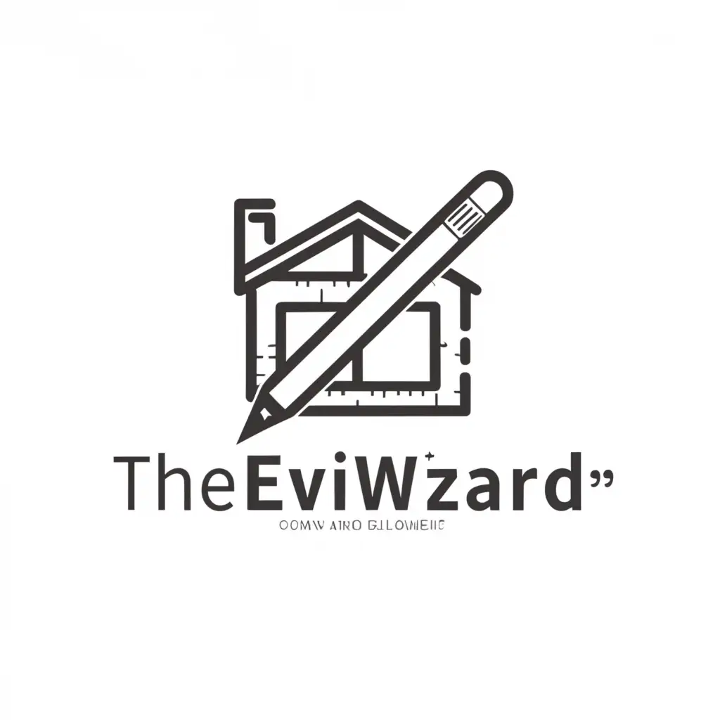 a logo design,with the text "TheEvilWizard", main symbol:house blueprint, pencil, ruler, "TheEvilWizard", "Designing residential and commercial buildings and structures",complex,be used in Technology industry,clear background