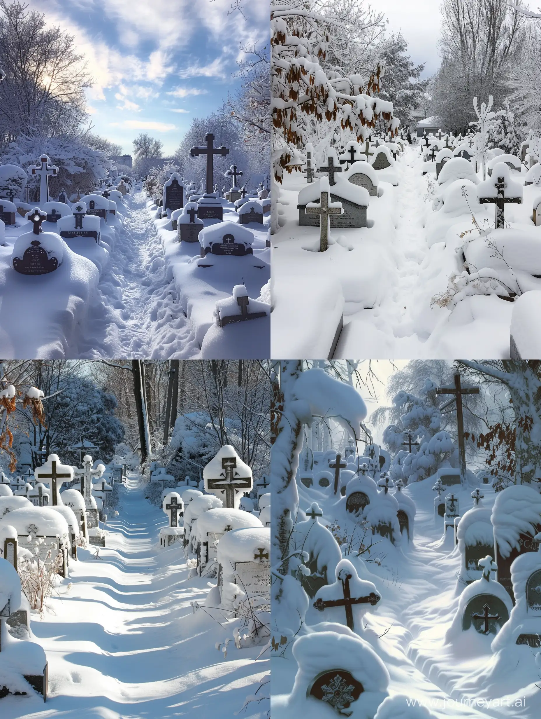 Snowcovered-Cemetery-with-Path-Between-Graves