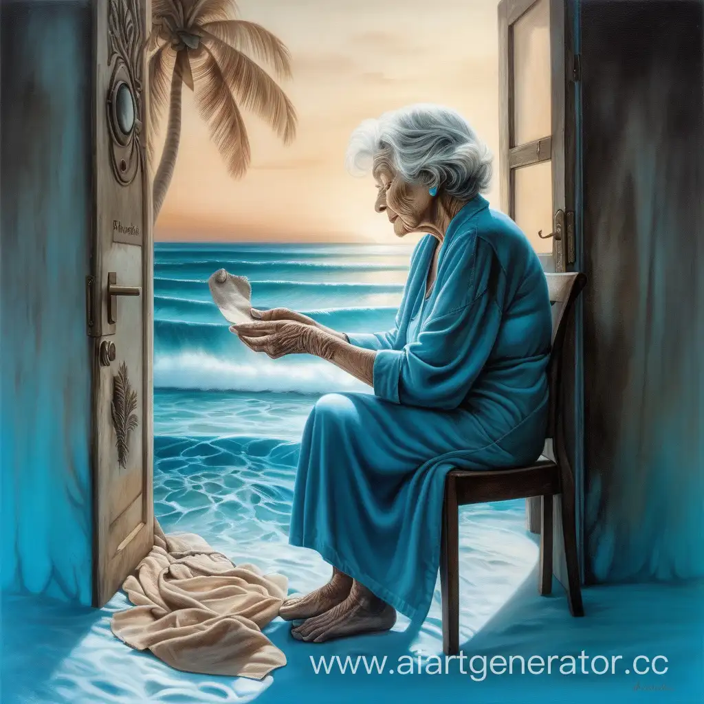 Aging-Woman-Contemplating-Paradise-Surreal-Aesthetics-in-White-and-Blue-Tones