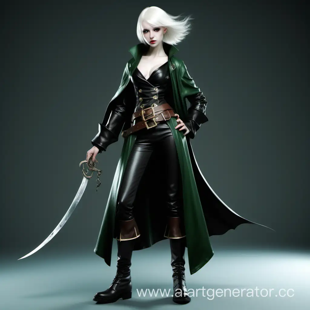 Mysterious-Albino-Pirate-Girl-in-Black-Leather-Fantasy-Art