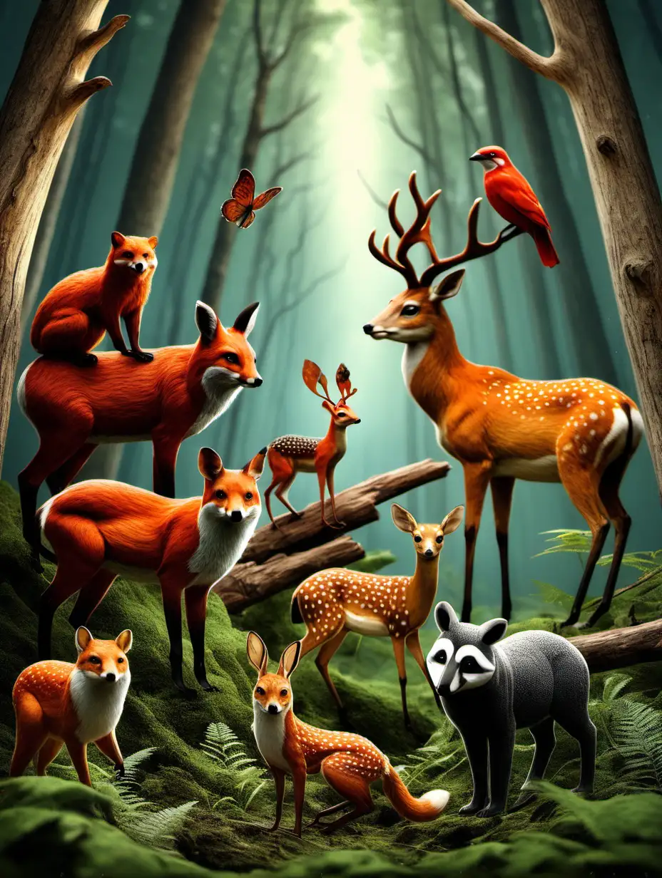 Enchanting Forest Animals Gathering in Nature