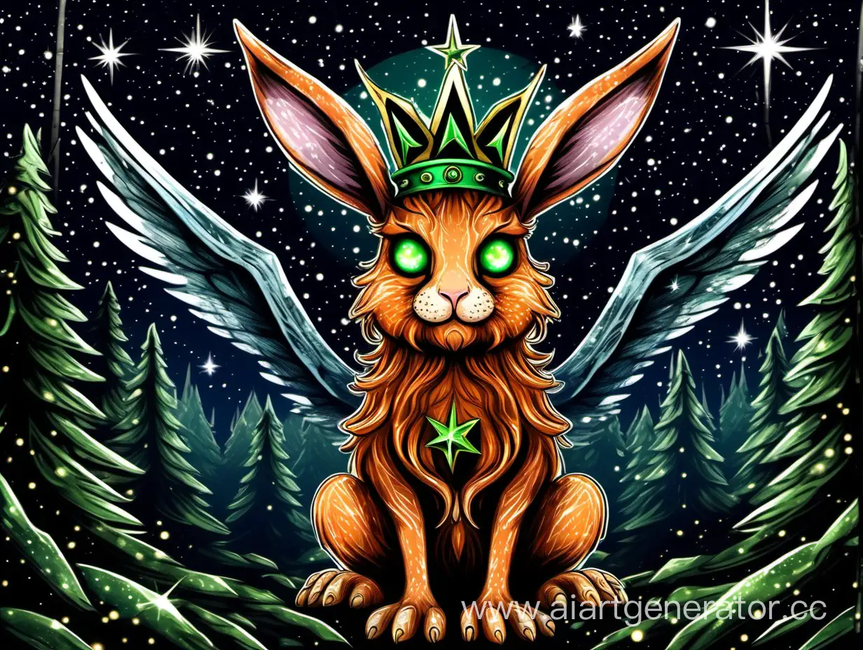 Mystical-Ginger-Hare-with-Demonic-Wings-in-a-Royal-Crown-under-a-Starry-Sky