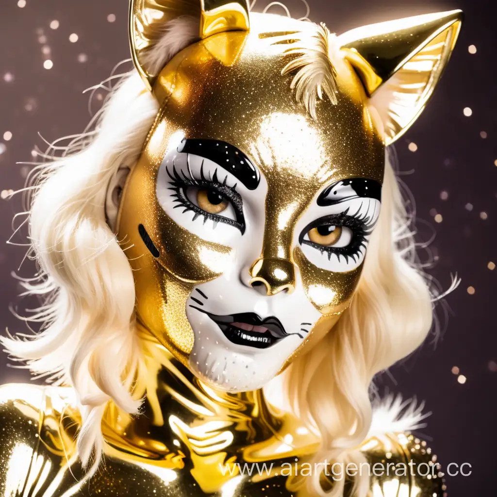 Adorable-Latex-Furry-Cat-Girl-with-Glittering-Golden-Skin