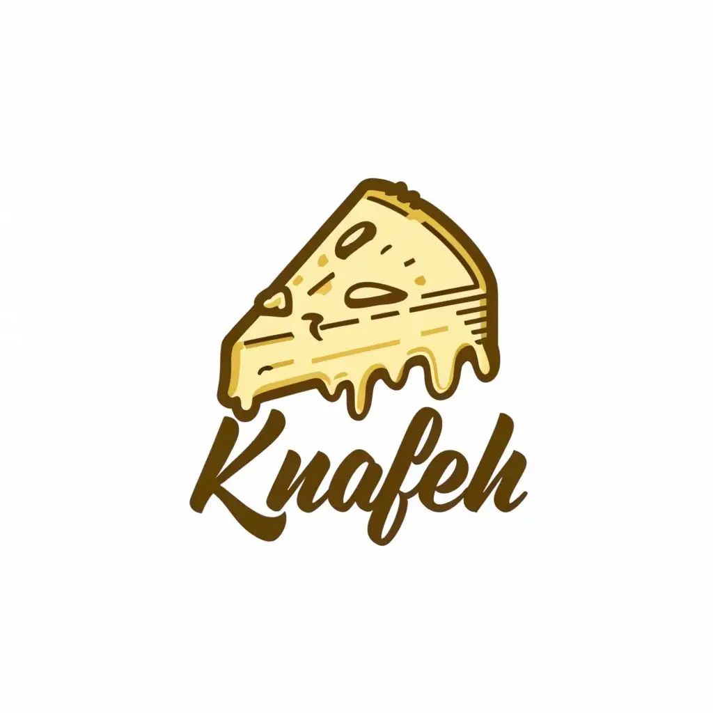 logo, A piece of Nabulsi cheese, with the text "Knafeh", typography, be used in Restaurant industry with crispy brown top