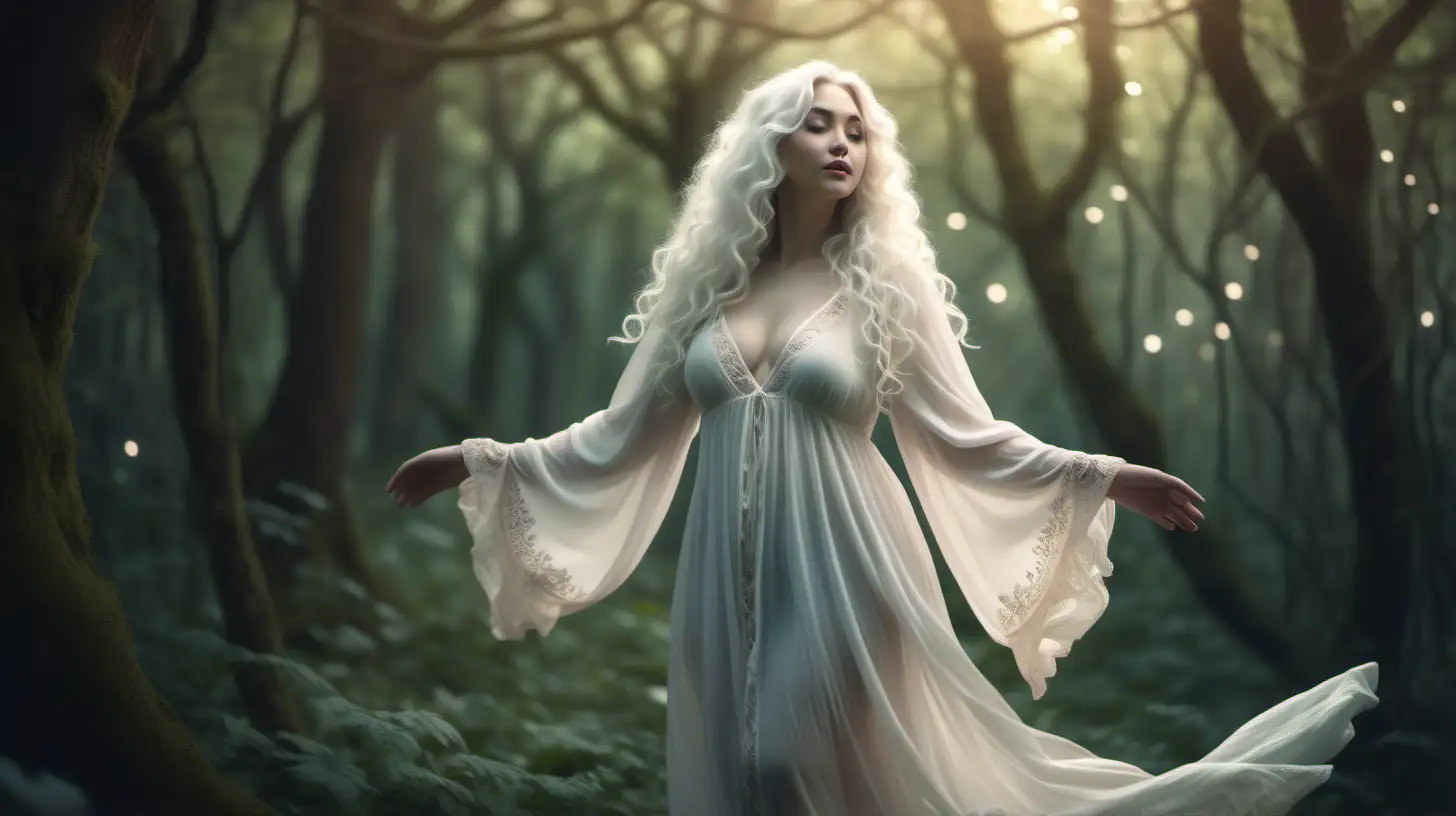 Enchanting Goddess in a Whimsical Spring Forest