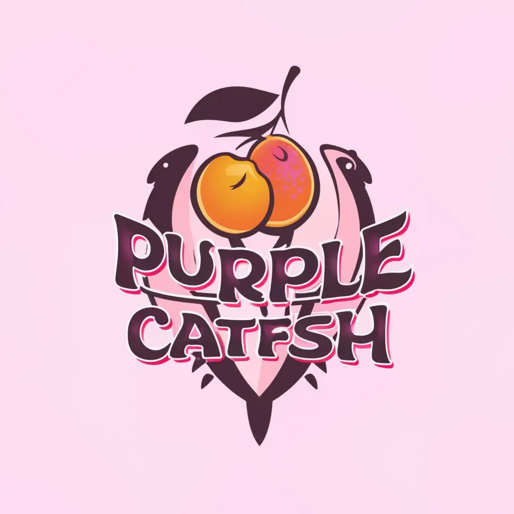 a logo design,with the text "Purple Catfish", main symbol:Peach,Catfish, ,complex,be used in Restaurant industry,clear background
