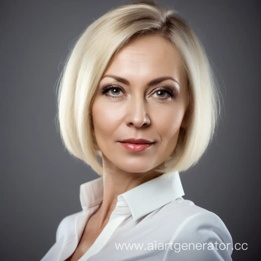 Красивая деловая русская женщина лет 40, блондинка. Прическа каре. Портрет