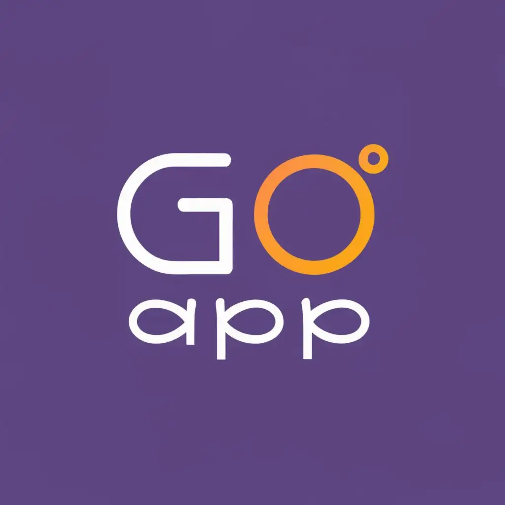 logo, Application , with the text "GoApp", typography, be used in Internet industry. Make it in purple background and for the latter use white and orange colour.