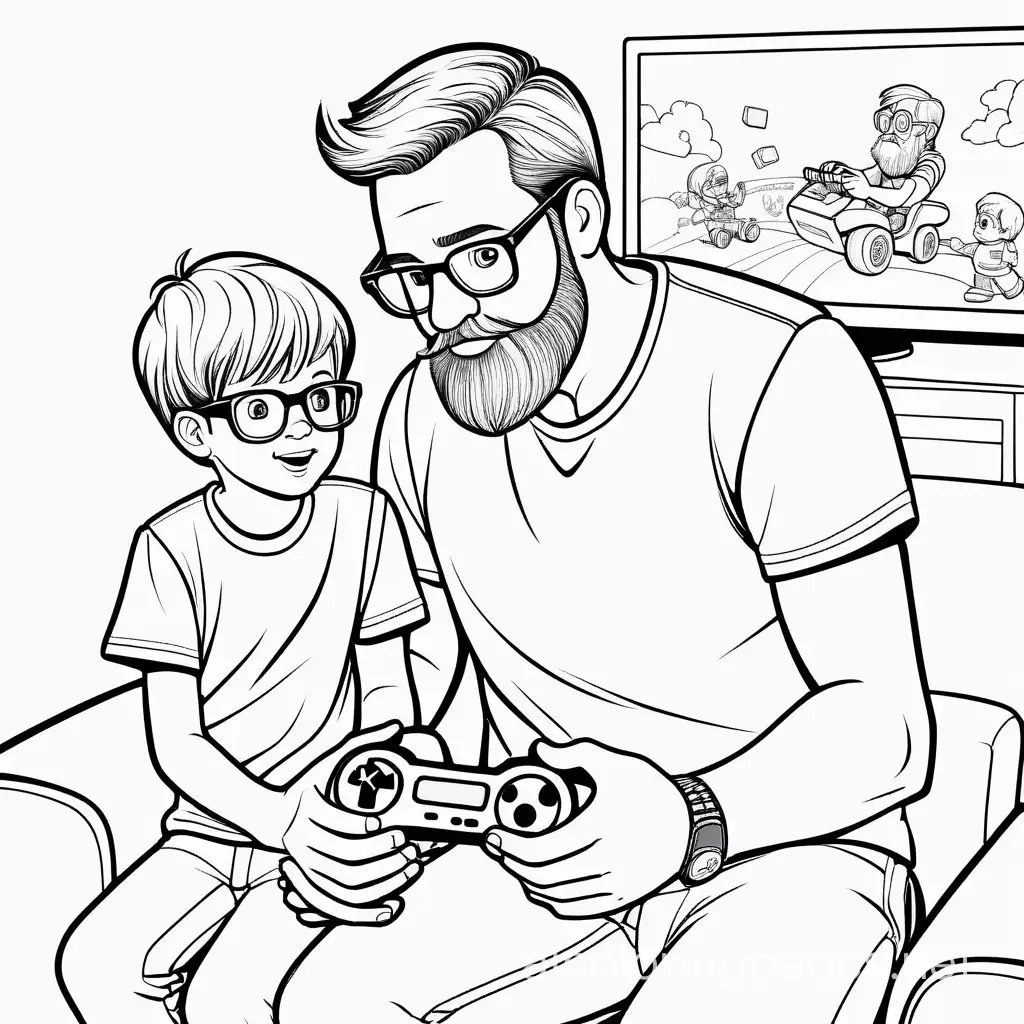 FatherSon-Bonding-Nerdy-Duo-Engaged-in-Video-Game-Fun