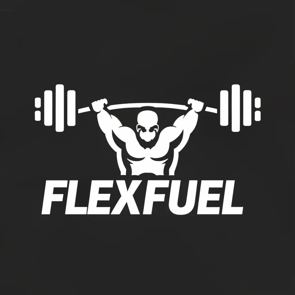 a logo design,with the text "FLEX|FUEL", main symbol:Text,Moderate,be used in Sports Fitness industry,clear background