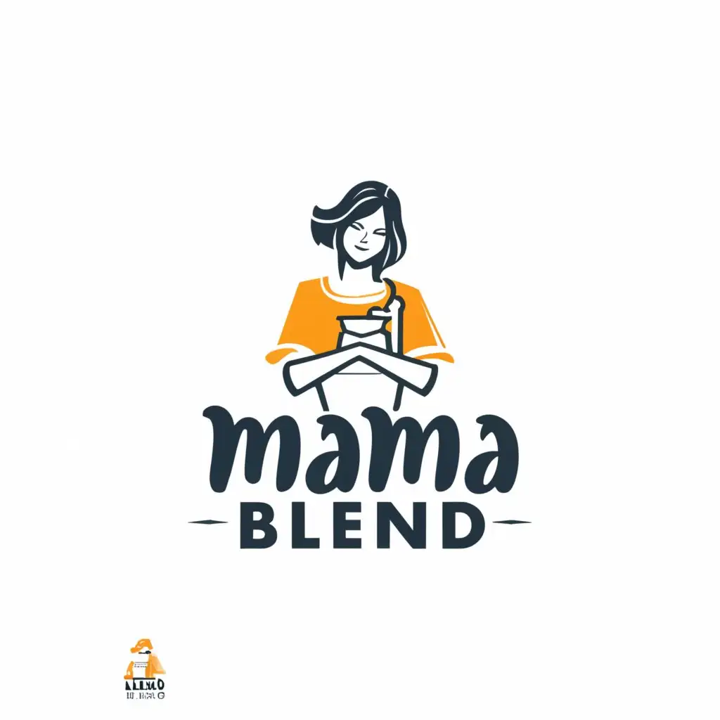 a logo design,with the text "Mama Blend", main symbol:mother  ( a female lady) with hands interlocked,Moderate,be used in Restaurant industry,clear background