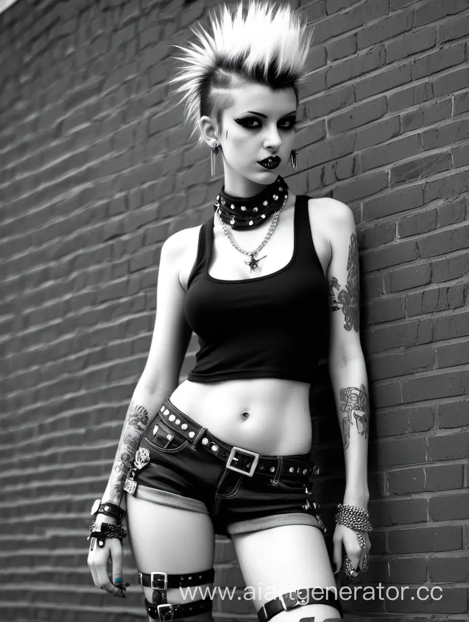 nice punk-girl sexy black white