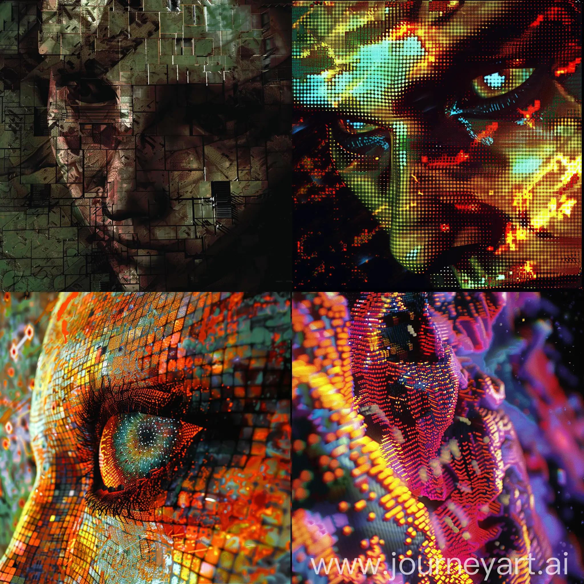 Prompt: pixelated glitchart of close-up of (subject), ps1 playstation psx gamecube game radioactive dreams screencapture, bryce 3d