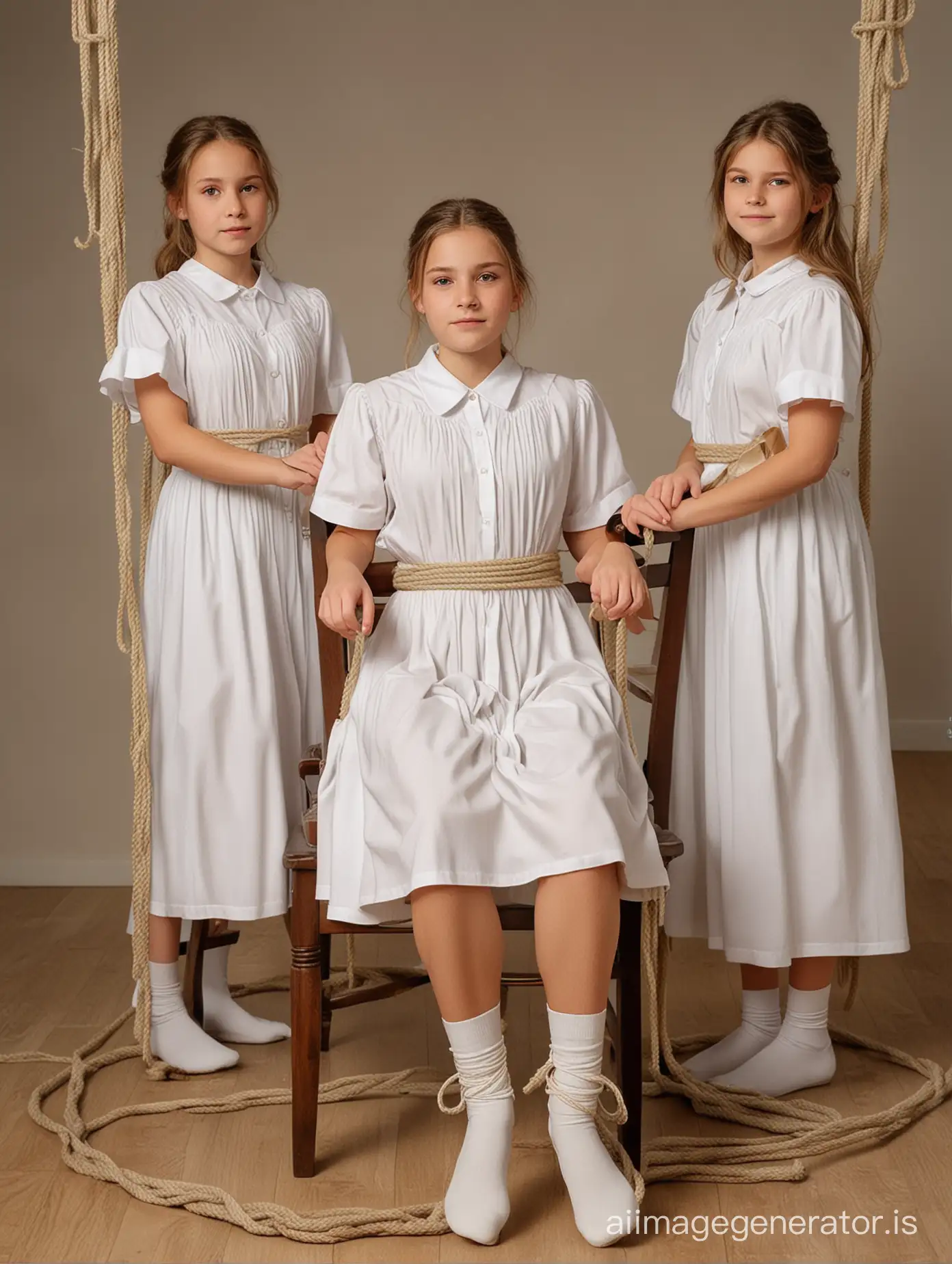 Bound-Choir-Girl-Restrained-on-Chair-with-Rope