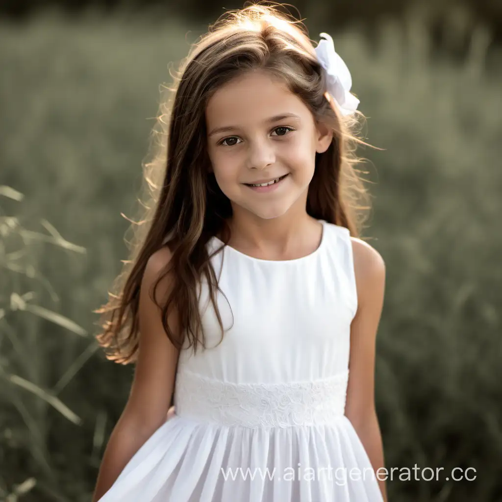 Adorable-BrownHaired-8YearOld-Girl-Expresses-Love-in-White-Dress