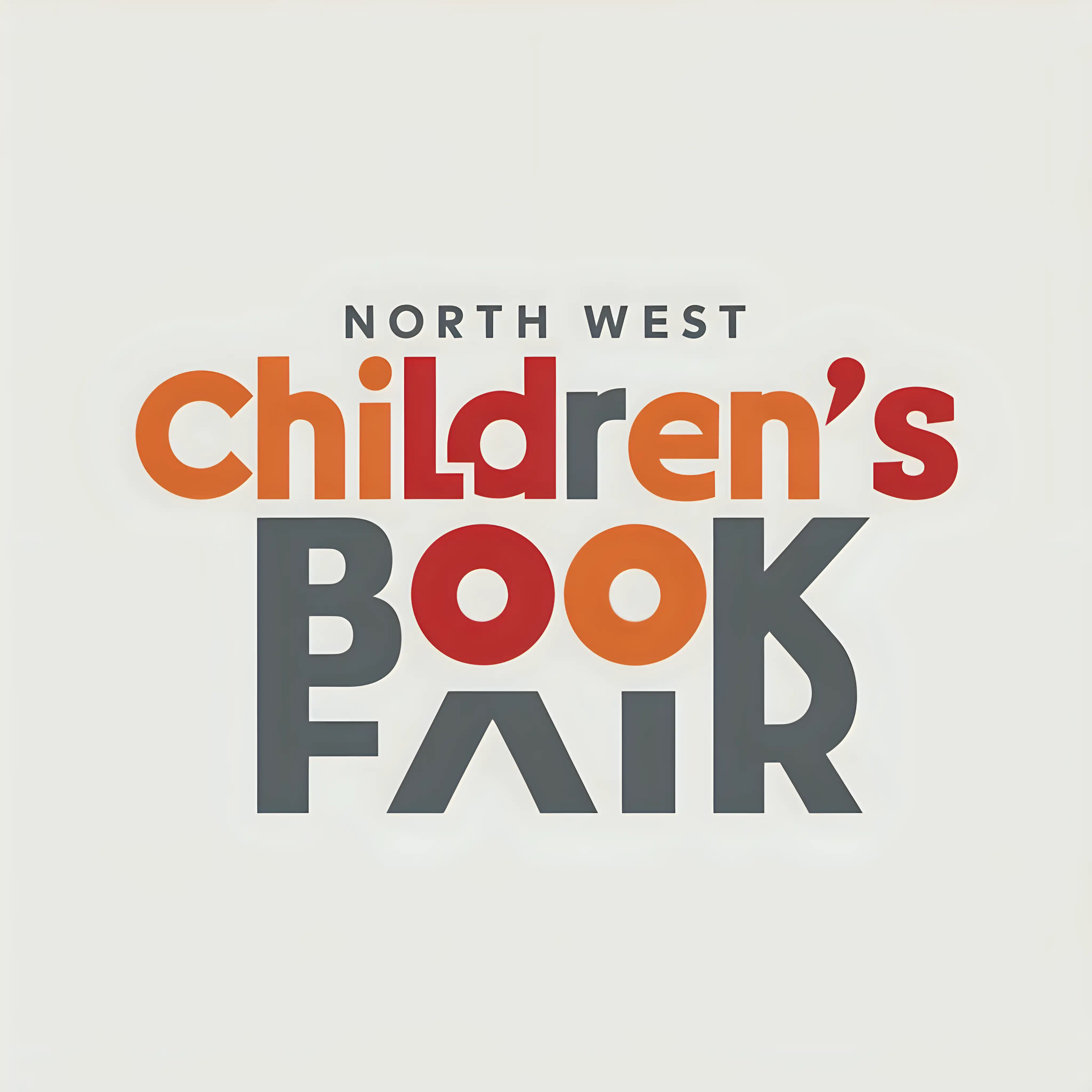 North West Childrens Book Fair Logo in Minimalistic Orange Red and Grey Tones