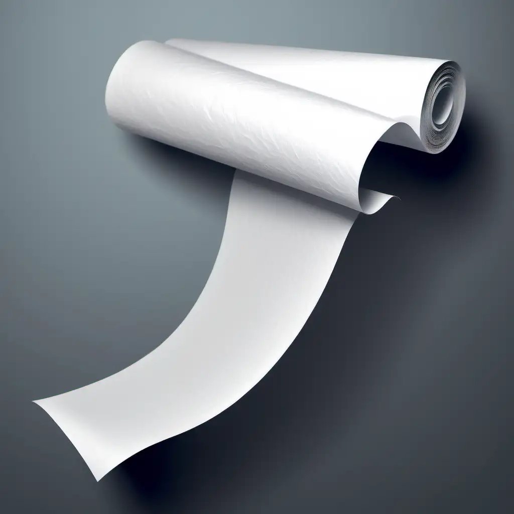Vertical flowing white paper scroll with shadow,