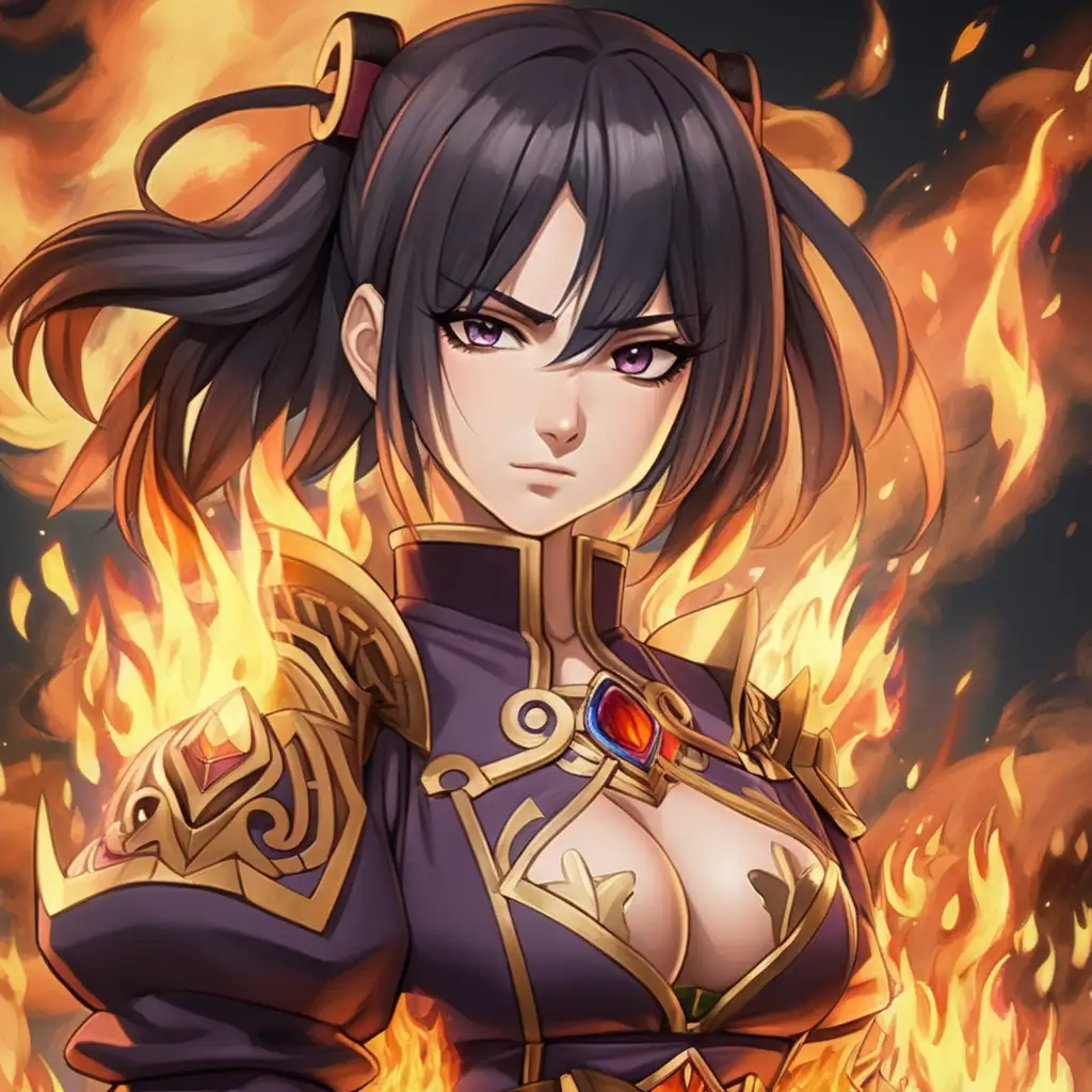 Latina Anime Character Malvola Harnessing Fiery Powers