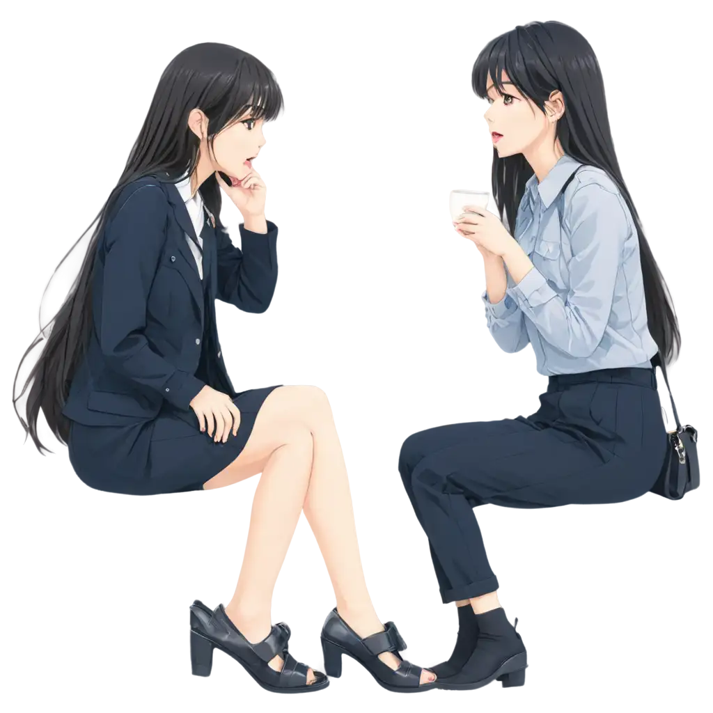 Girls gossiping, cute manga style
