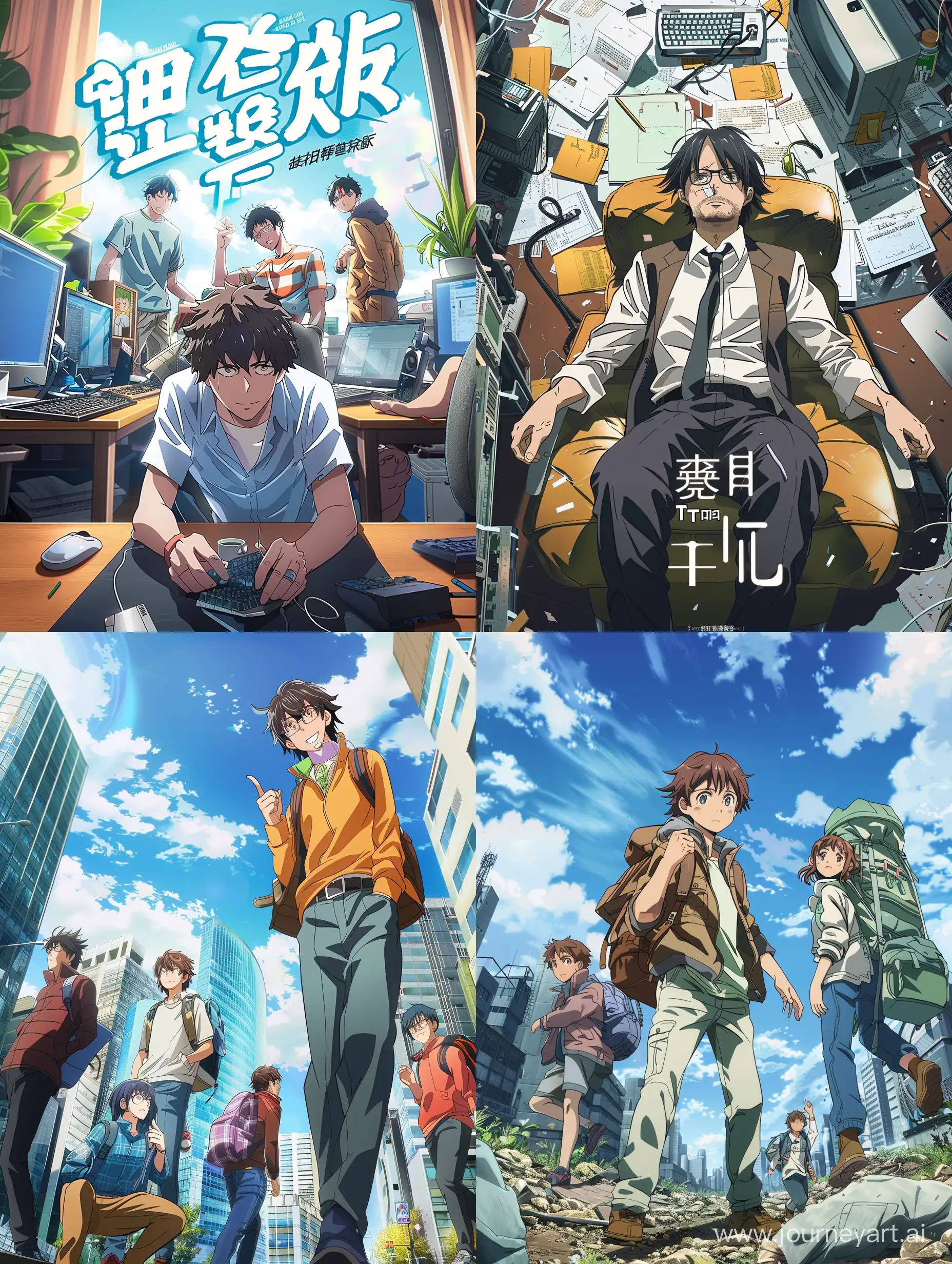 Poster for the anime "Homeless Team Leader of Programmers" --v 6 --ar 3:4 --no 85089