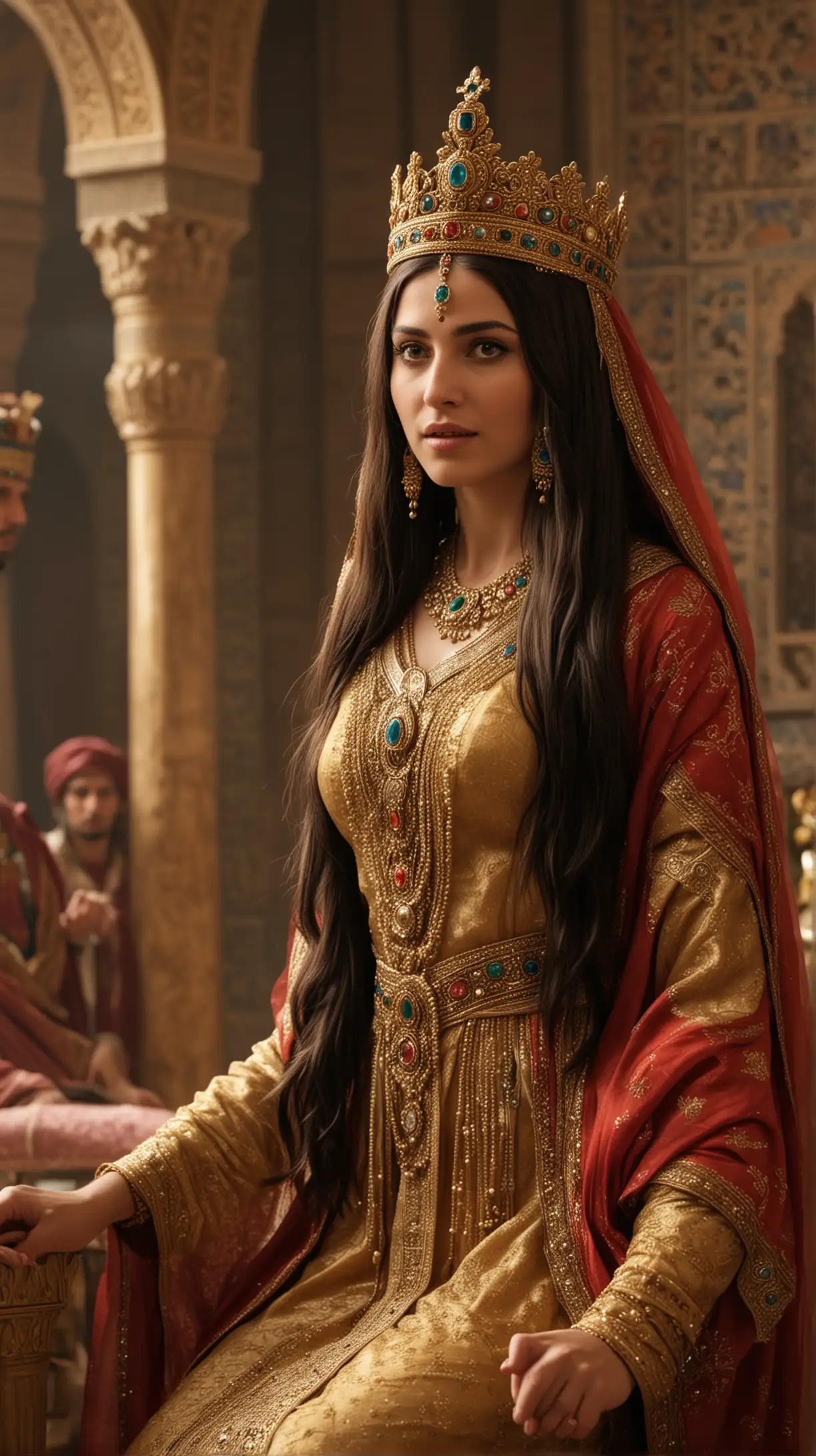 esther, queen of persia,  Create a cinematic, talking to the king