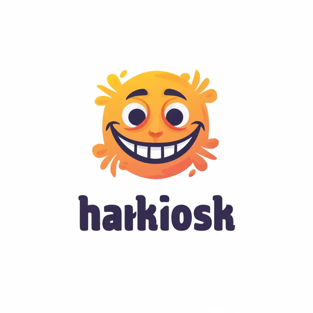 a logo design,with the text "Hahakiosk", main symbol:Crazy laughing person face exuberant,Moderate,be used in Entertainment industry,clear background