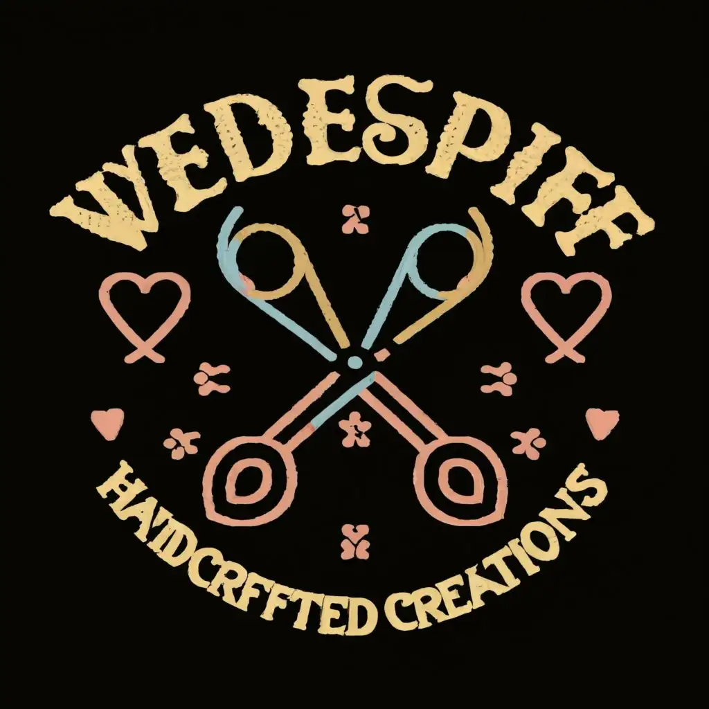 LOGO-Design-for-Wendespiff-Handcrafted-Creations-Scissors-and-Hearts-with-Artistic-Typography-for-Home-Family-Industry