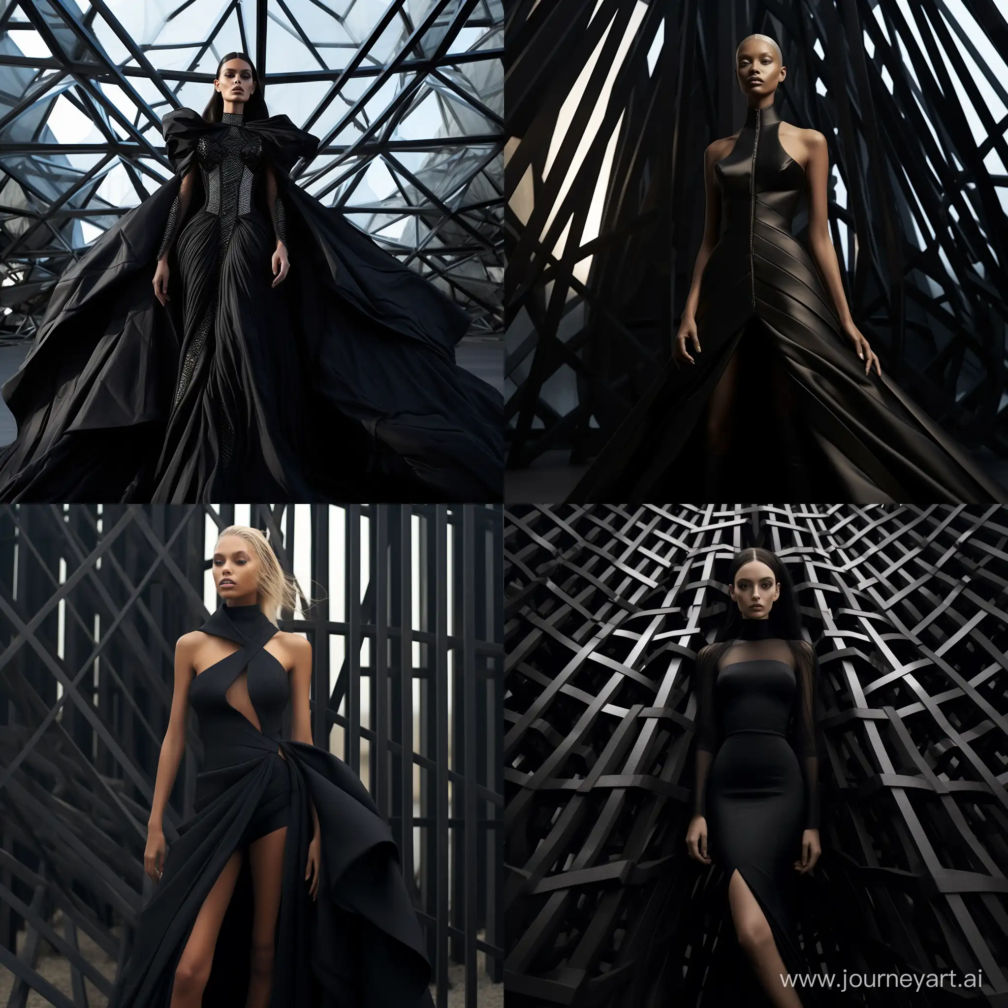 Black-Glamour-Dress-at-the-Intersection-of-Fashion-and-Architecture