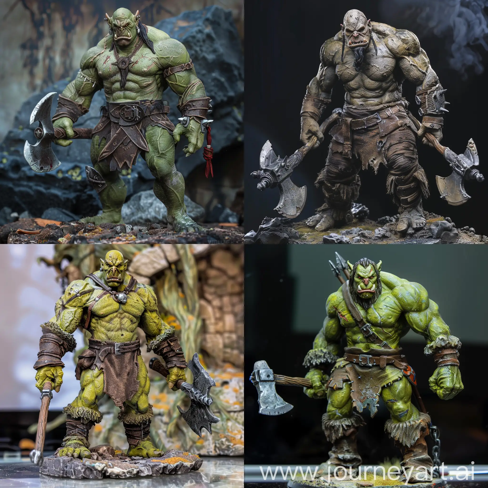Orc, strong build, formidable appearance, 2 axes