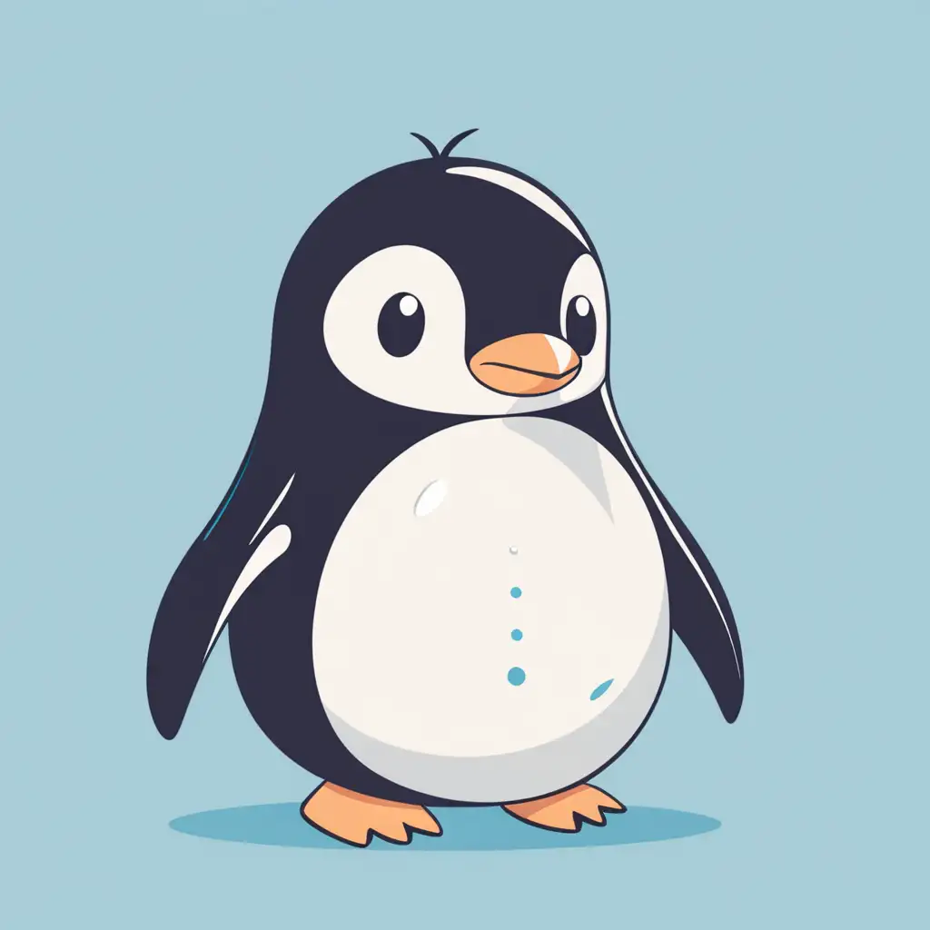 Create an image with cute penguin but it should be simple common braphic