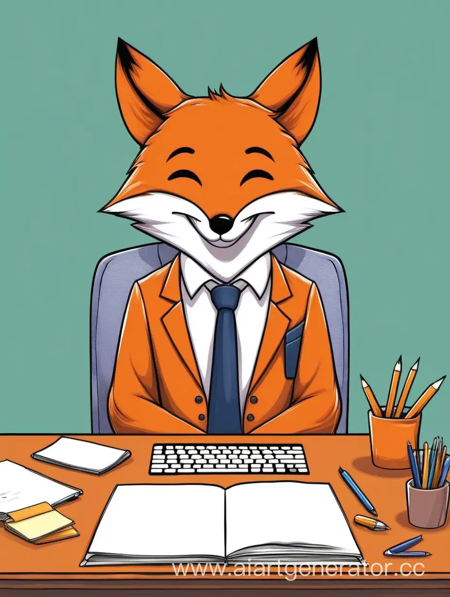 Content-Fox-Relaxing-at-a-Cozy-Desk