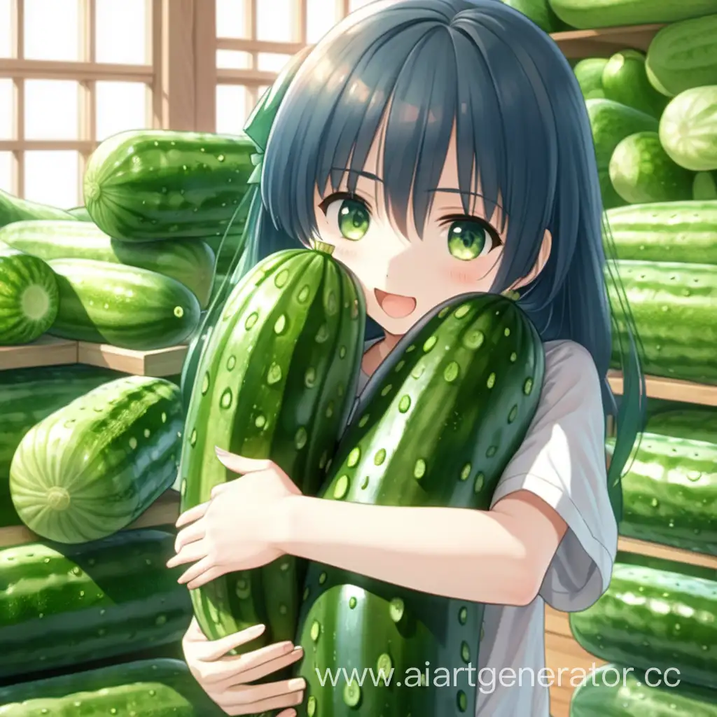 Adorable-Anime-Girl-Lovingly-Embraces-a-Playful-Cucumber