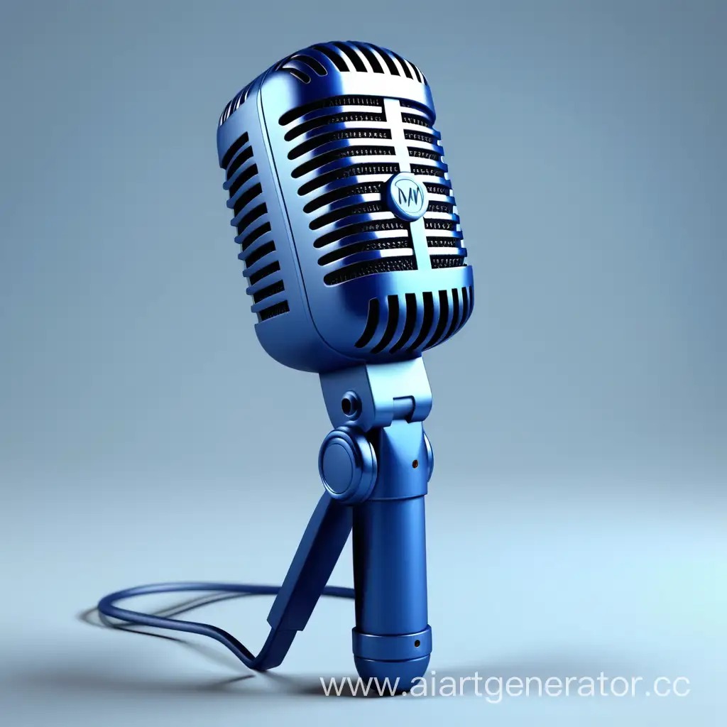 microphone 3d model in blue colors
