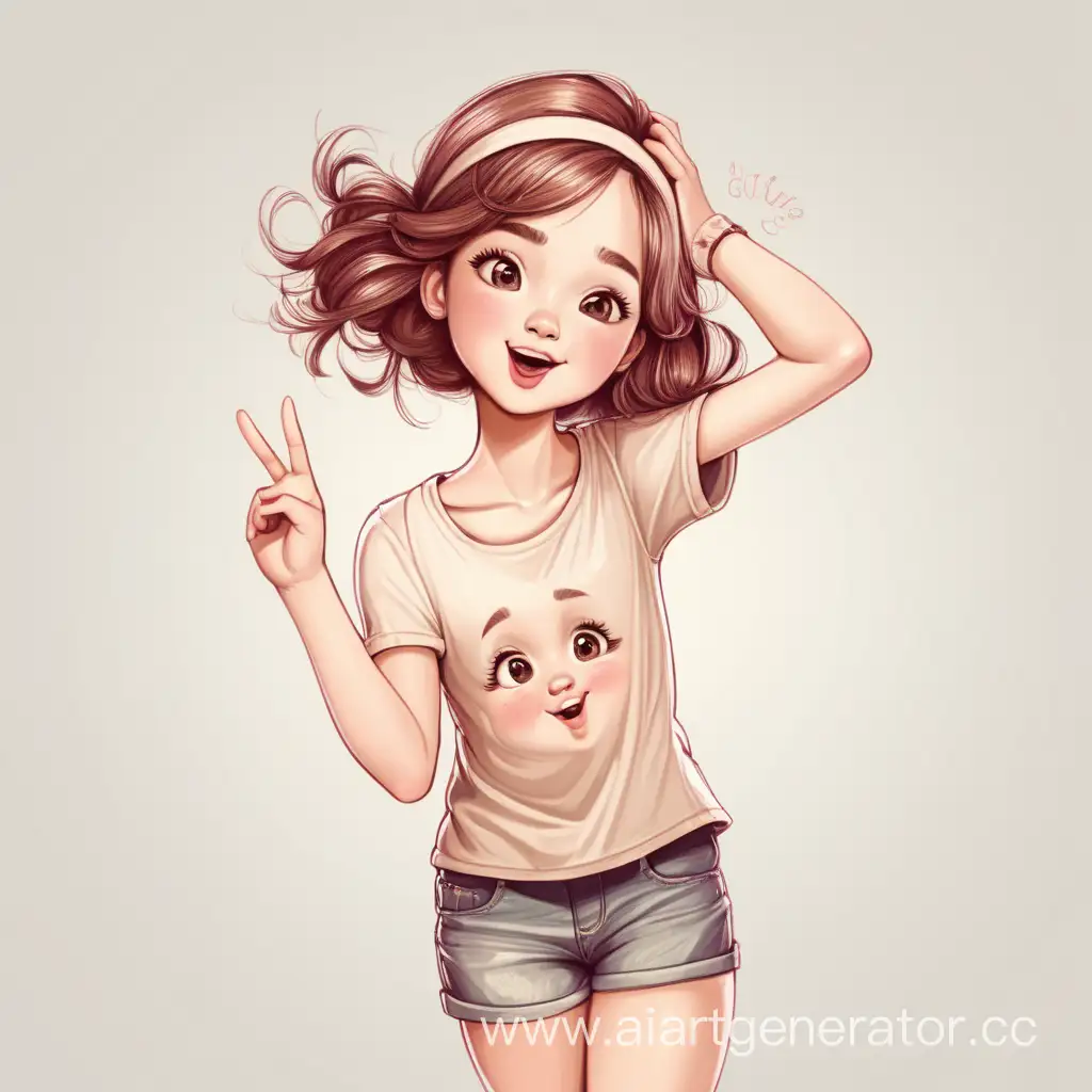 Beautiful girl illustration in cute silly pose and the the girl should be early 20's and it will be half body
