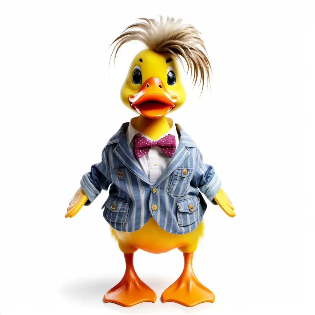 Quirky Duck with Fashionable Attire on Clean White Background