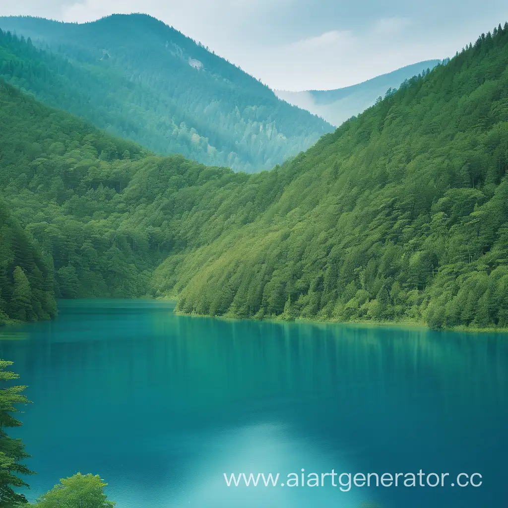 Tranquil-Scene-Serene-Blue-Lake-Nestled-Amidst-Lush-Green-Forest