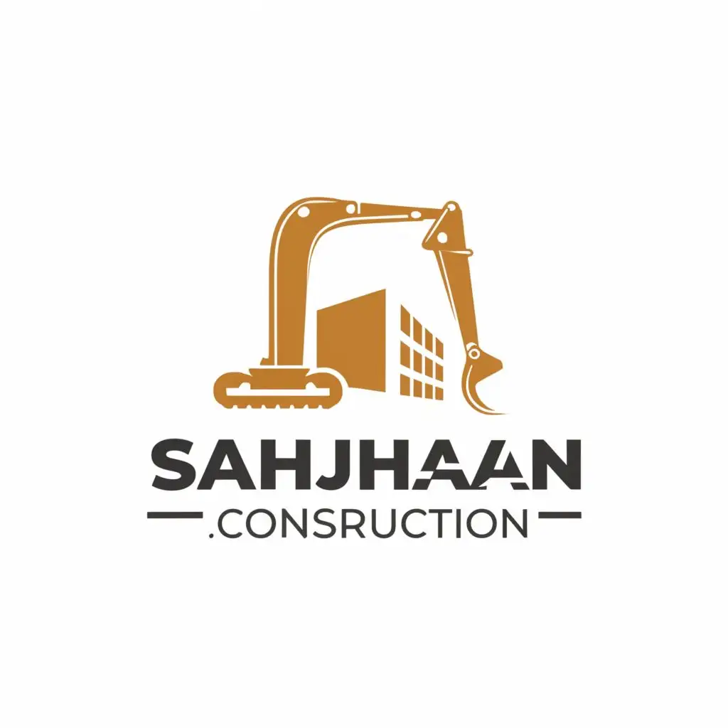 a logo design,with the text "SAHJAHAN.CONSTRUCTION", main symbol:equipment ,Moderate,be used in Construction industry,clear background