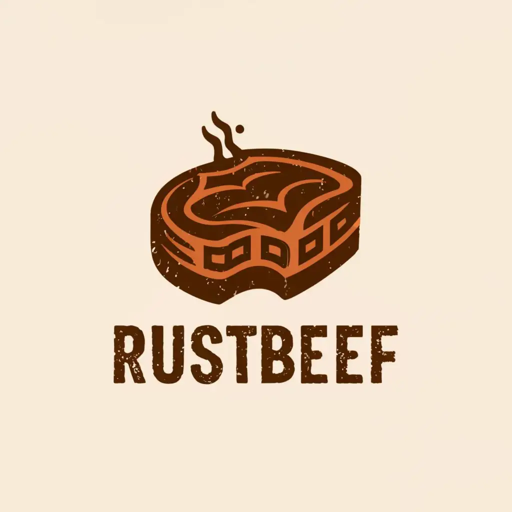 a logo design,with the text "RUSTbeef", main symbol:radioactive,Moderate,be used in Restaurant industry,clear background