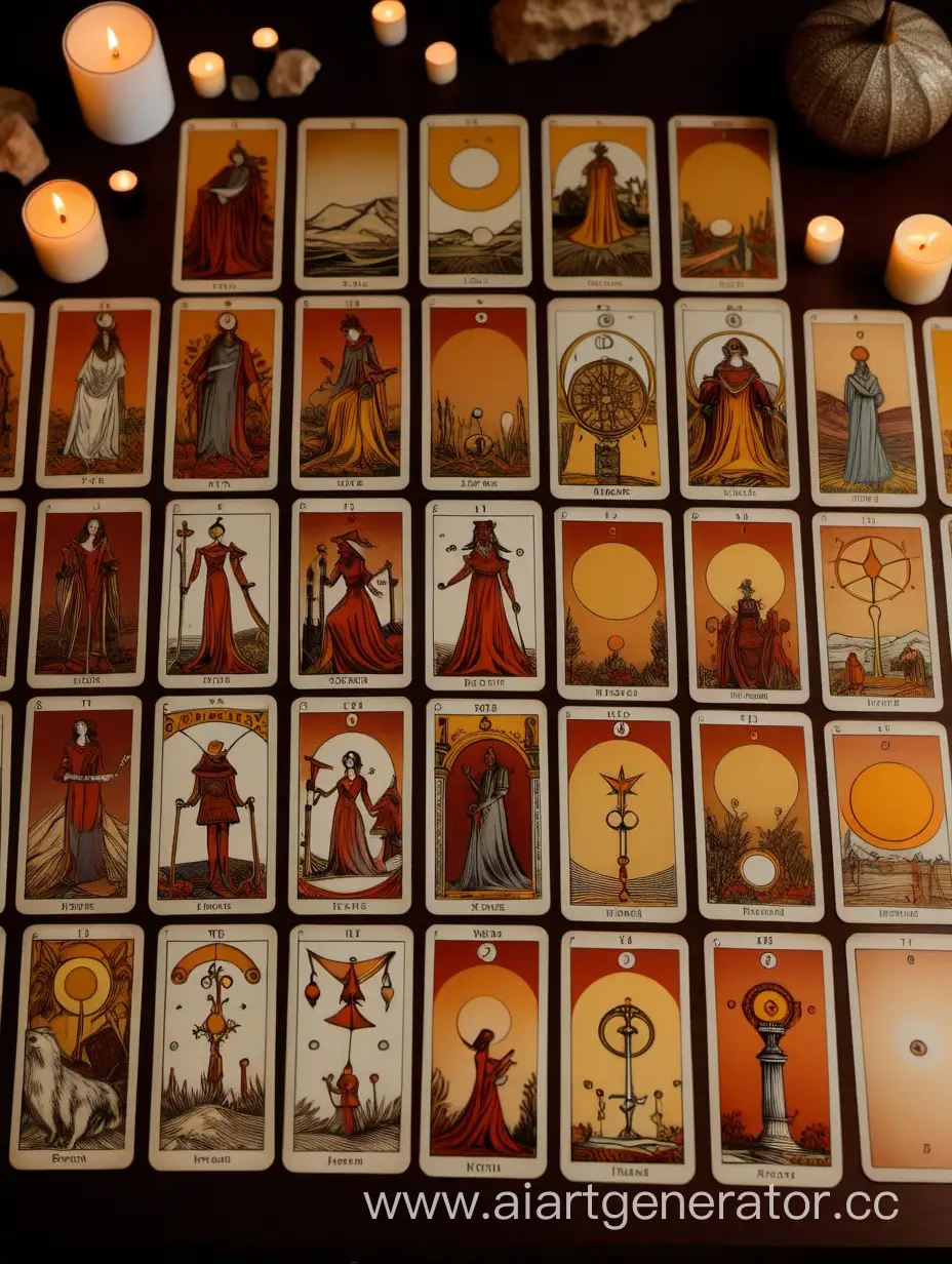 WarmToned-Annual-Tarot-Layout-with-Twelve-Cards-on-Table